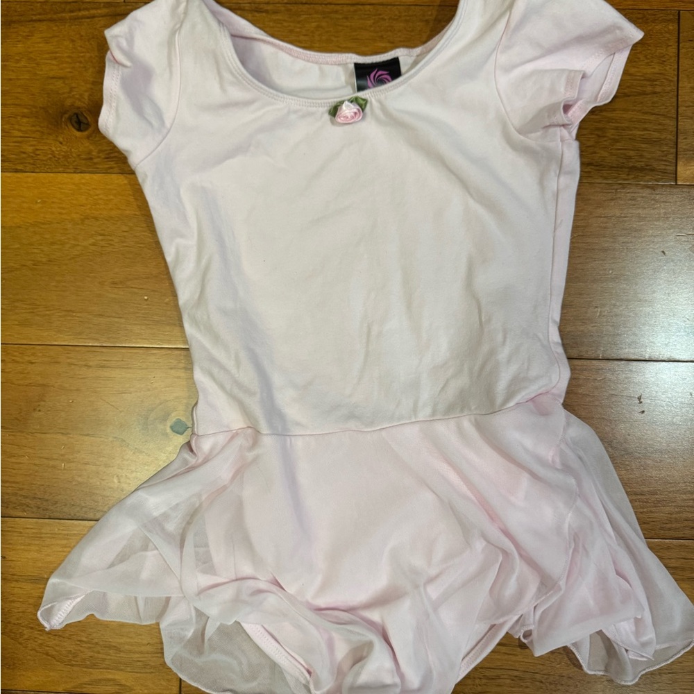 Light Pink Girls' Ballet Tutu Leotard with Short Sleeves- size l